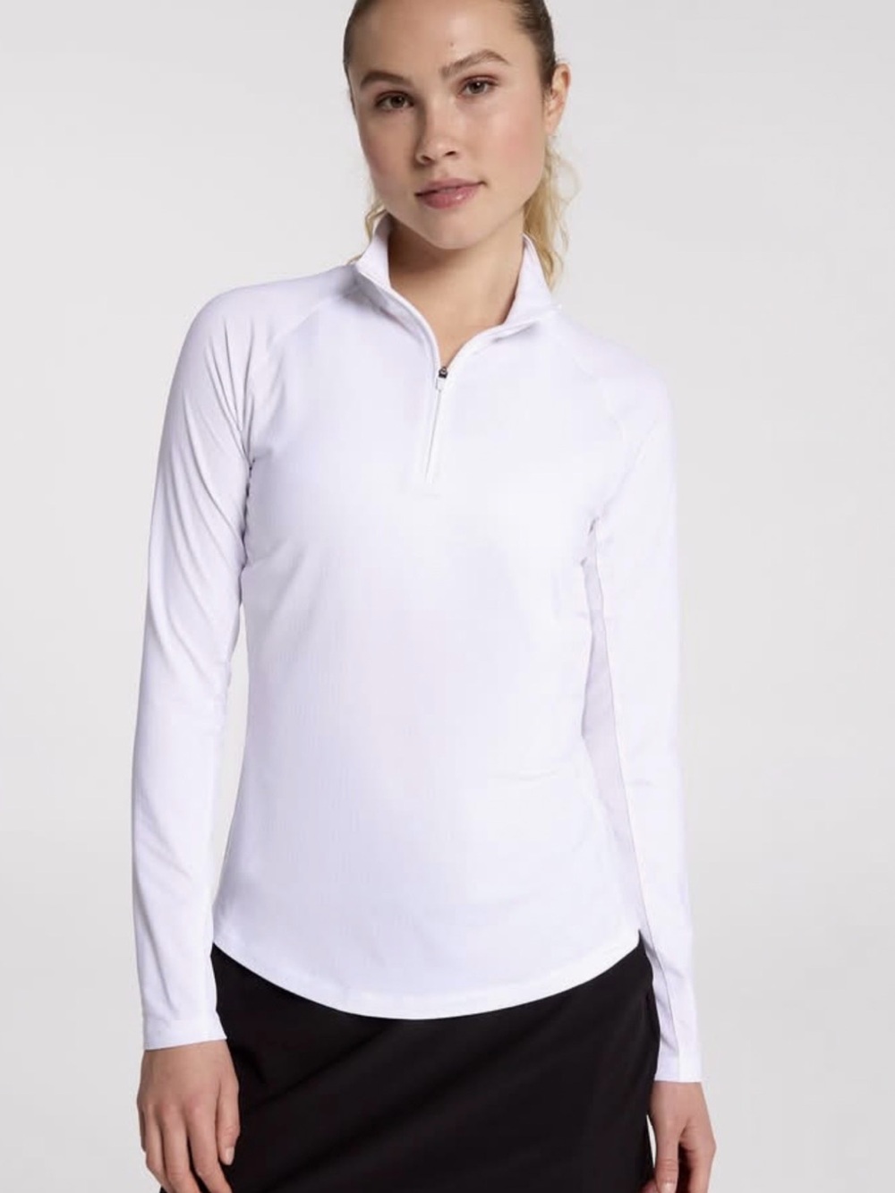 Lady Hagen White Quarter-Zip Long Sleeve Performance Top